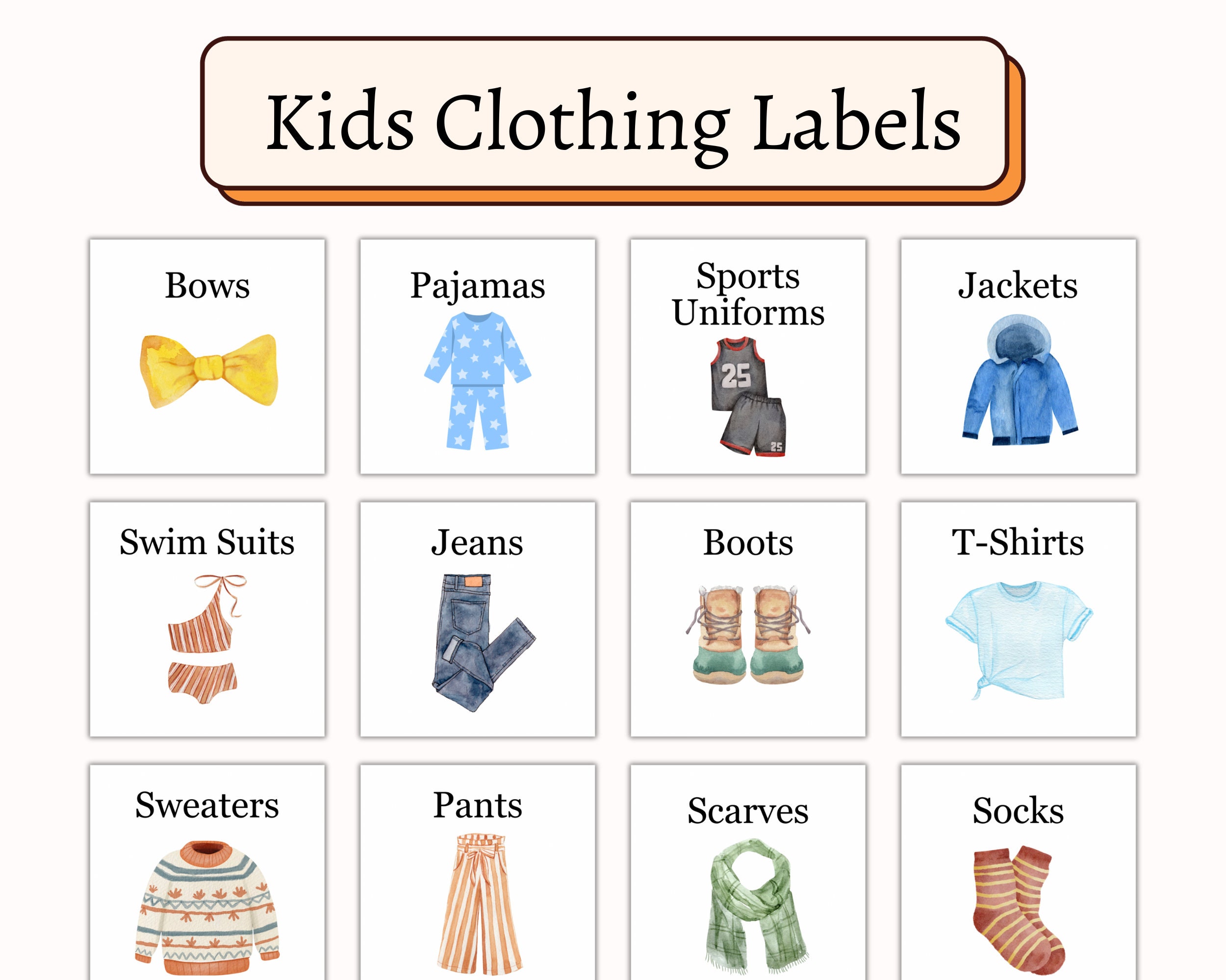 Kids Clothing Drawer Labels  Drawer labels, Kids clothes sale, Printables  kids