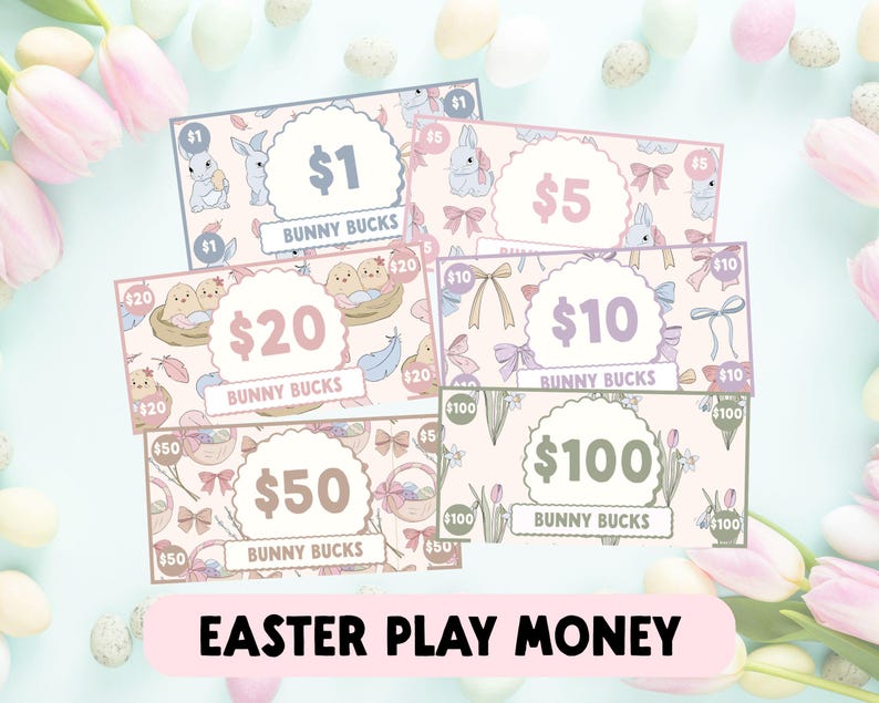Easter Bunny Bucks Pretend Play Money | Non-candy Easter Basket Filler ...