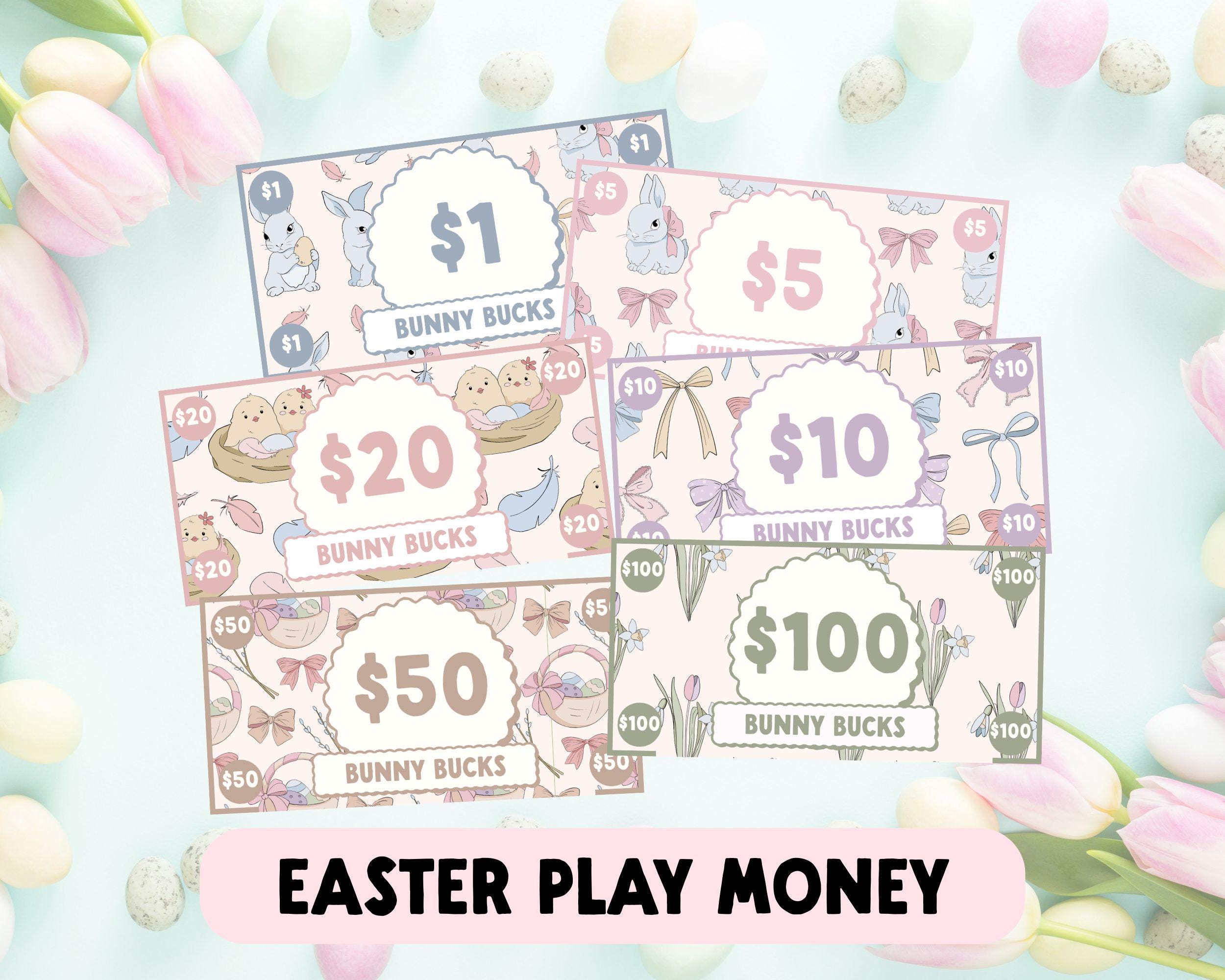 Easter Bunny Bucks Pretend Play Money | Non-candy Easter Basket Filler ...