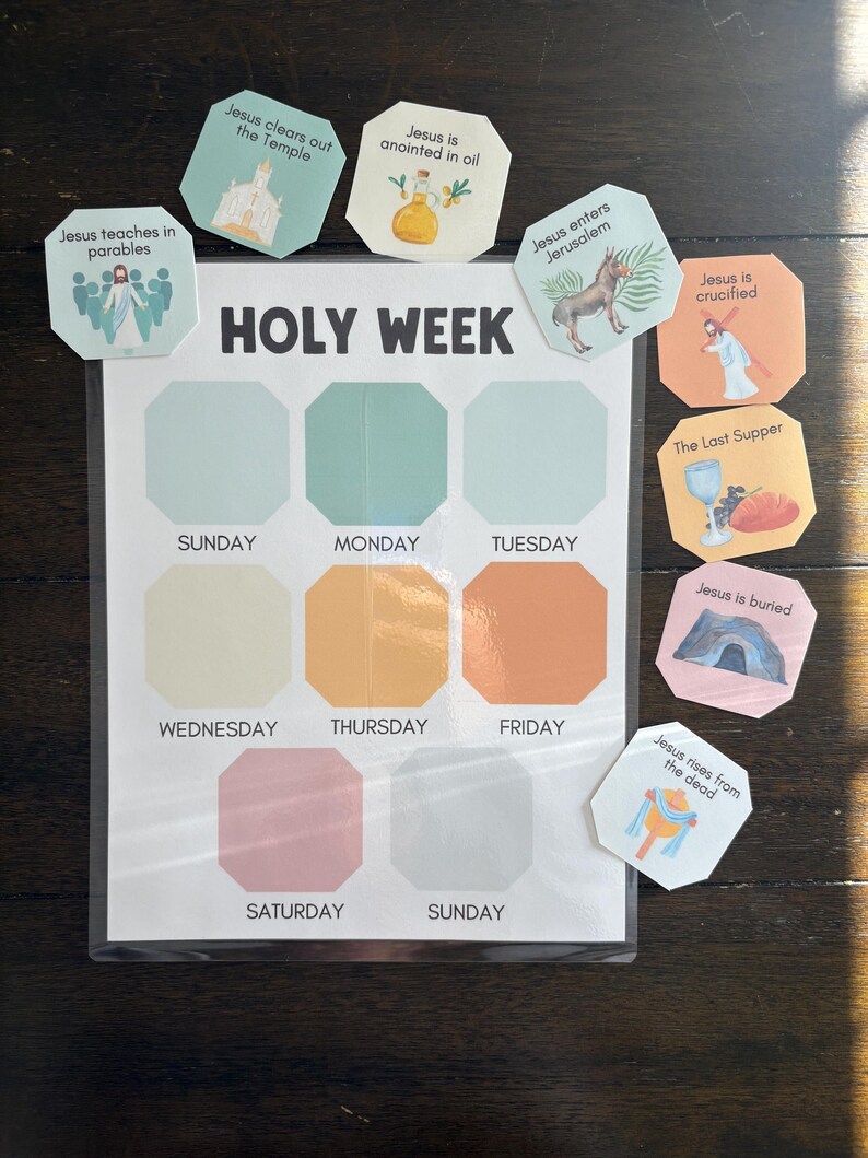 Holy Week Countdown Printable for Kids | Toddler Bible Busy Book Easter ...