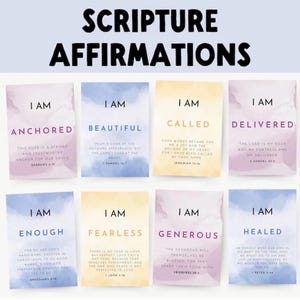 Christliche Affirmationskarten für Kinder | ABC Schrift Bibel Vers Karten (digitaler Download) | Frauen-Ermutigungskarten für spirituelles Wachstum