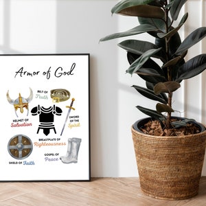 Armor of God Print Bible Education Preschool Kids Bible Verse Wall Art ...