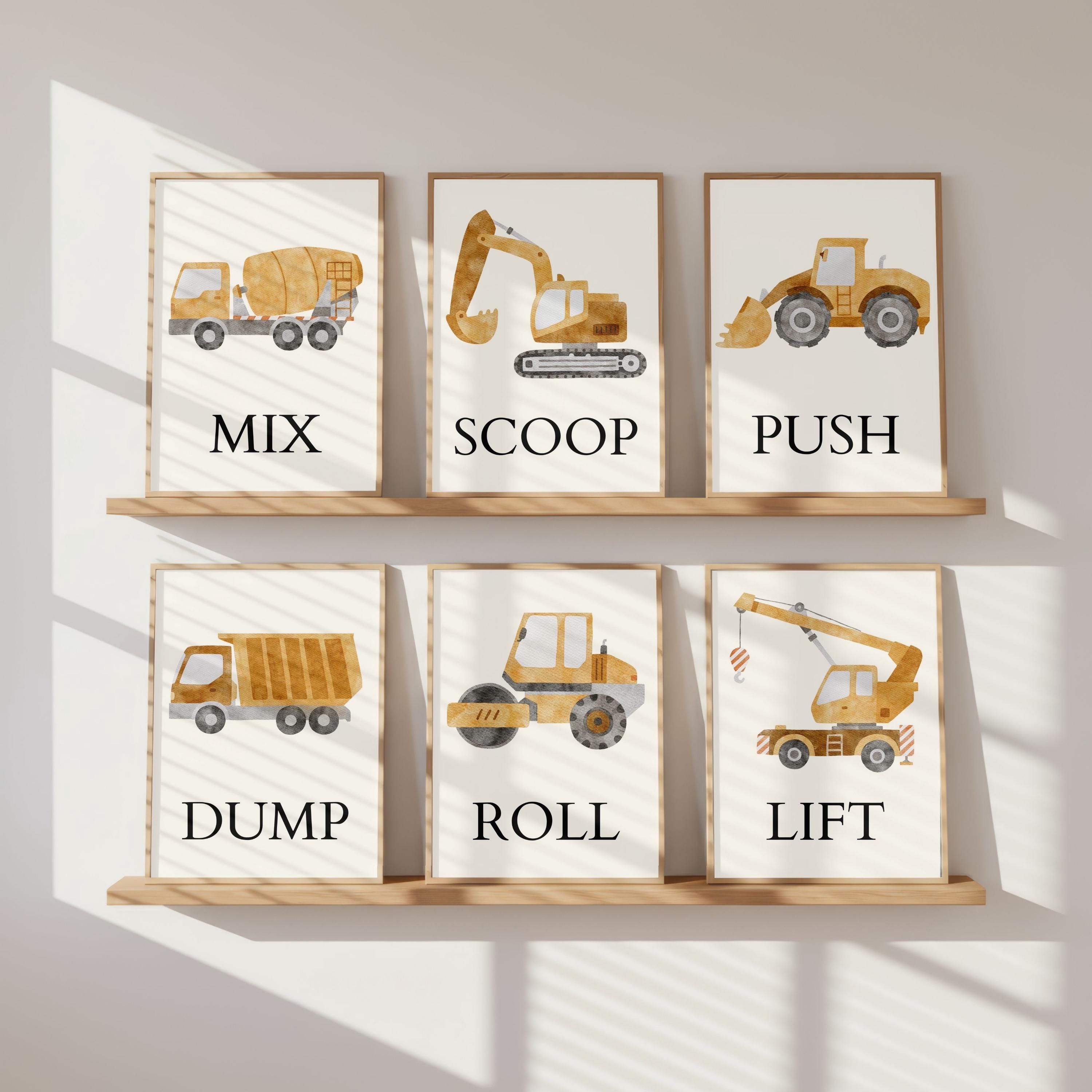 Stampa di veicoli, decorazione da parete moderna per bambini, camion e