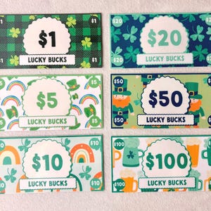 Leprechaun Letter Treasure Hunt Reward | Printable St. Patrick’s Day Pretend Play Money for Kids | Lucky Bucks