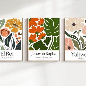 Hebrew Names of God Prints | Flower Christian Wall Art Set of 9 | Bible ...