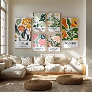 Hebrew Names of God Prints | Flower Christian Wall Art Set of 9 | Bible ...