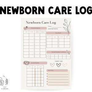 Registro di cura del neonato stampabile / Modello Canva per registro e monitoraggio del bambino / Travaglio e parto / Monitoraggio della cura del neonato / Modello per doula post-partum