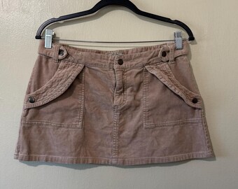 Waist: 32” Vintage Doki Goki Corduroy Cargo Mini Skirt Y2K 2000s