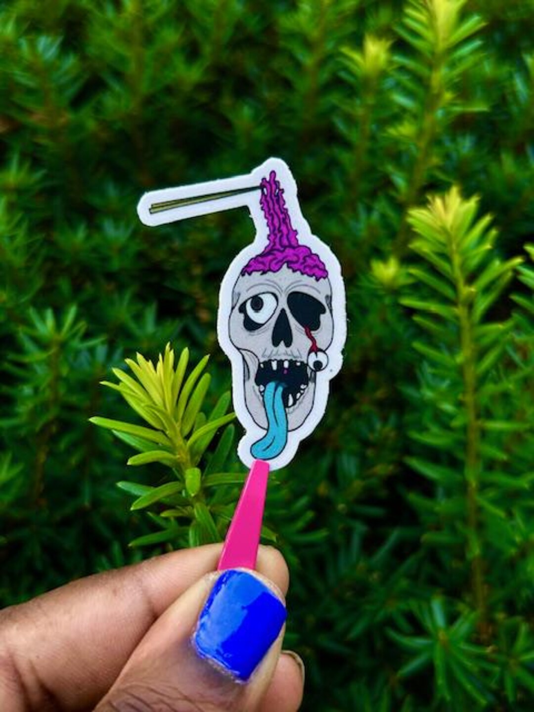 Brain Noodle Skull Sticker - Etsy