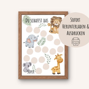 Beloningstabel voor kinderen | dier | afdrukken | Beloningssysteem | Beloningsplan kind | Zindelijkheidstraining | DIN A4 downloaden