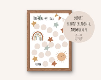 Reward chart for children | Boho | Printable | Reward system | Child reward plan | Potty training | DIN A4 download