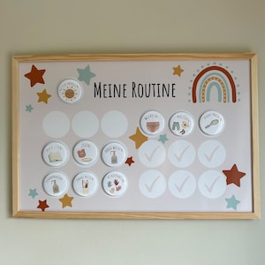 Routinetafel Kinder | 60x40cm | personalisierter Tagesplan | Magnettafel mit Aufgaben | Montessori Tagesablauf | Morgen- & Abendroutine