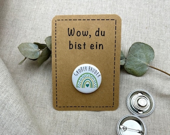 Anstecker großer Bruder Regenbogen | Magnet & Anstecknadel | Button größer Bruder | Geschenk zur Geburt | 32mm | Geschwister