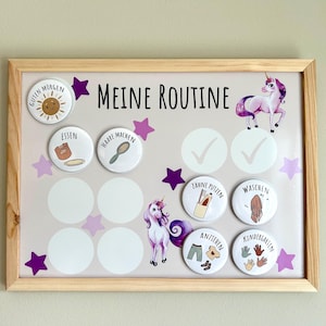 Routinetafel für Kinder | Einhorn | 40 x 30cm | Kinder-Checkliste | Kindertagesablauf | Routineplan | Abendroutine/Morgenroutine