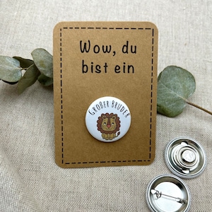Big Brother Badge – 32 mm Animal Motif | Big Brother Gift | Magnet & Pin | Birth Gift | Pregnancy Announcement