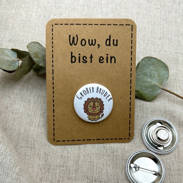 Anstecker großer Bruder | Magnet & Anstecknadel | Button größer Bruder | Geschenk zur Geburt | 32mm | Geschwister