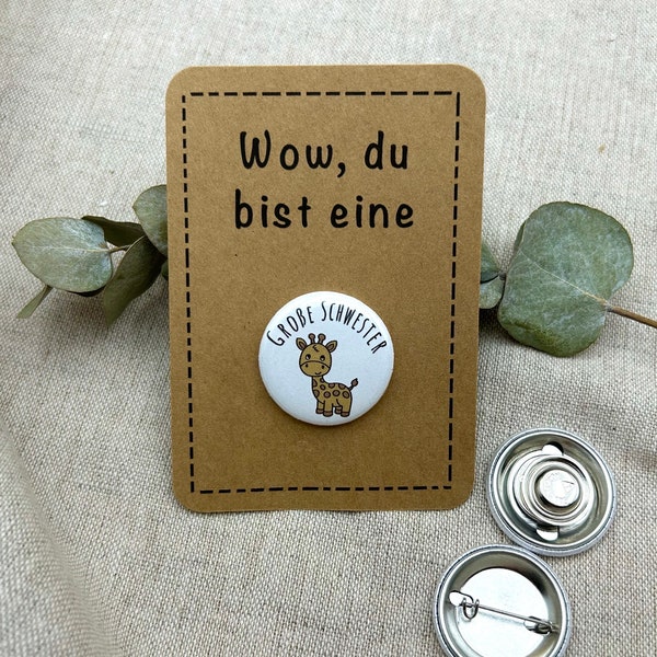 Anstecker große Schwester | Magnet & Anstecknadel | Button große Schwester | Geschenk zur Geburt | 32mm | Geschwister