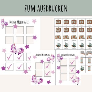 Medienzeit für Kinder | Einhorn | digitaler download | Medienzeitplaner | Kindertagesablauf | Fernsehzeit | Montessori | PDF und PNG