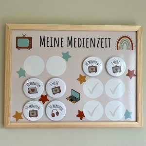 Medienzeittafe für Kinder | Medienzeitmagnete | personalisierte Magnete | 40 x 30cm |  Kindertagesablauf | Fernsehzeit  | Tabletzeit