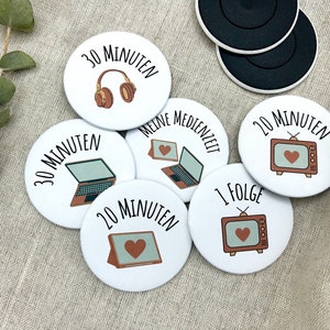 Medienzeit Magnete | 59mm | Routinetafel Kinder | Medienzeitplanung | Routineplanung | Montessori Routine Planung