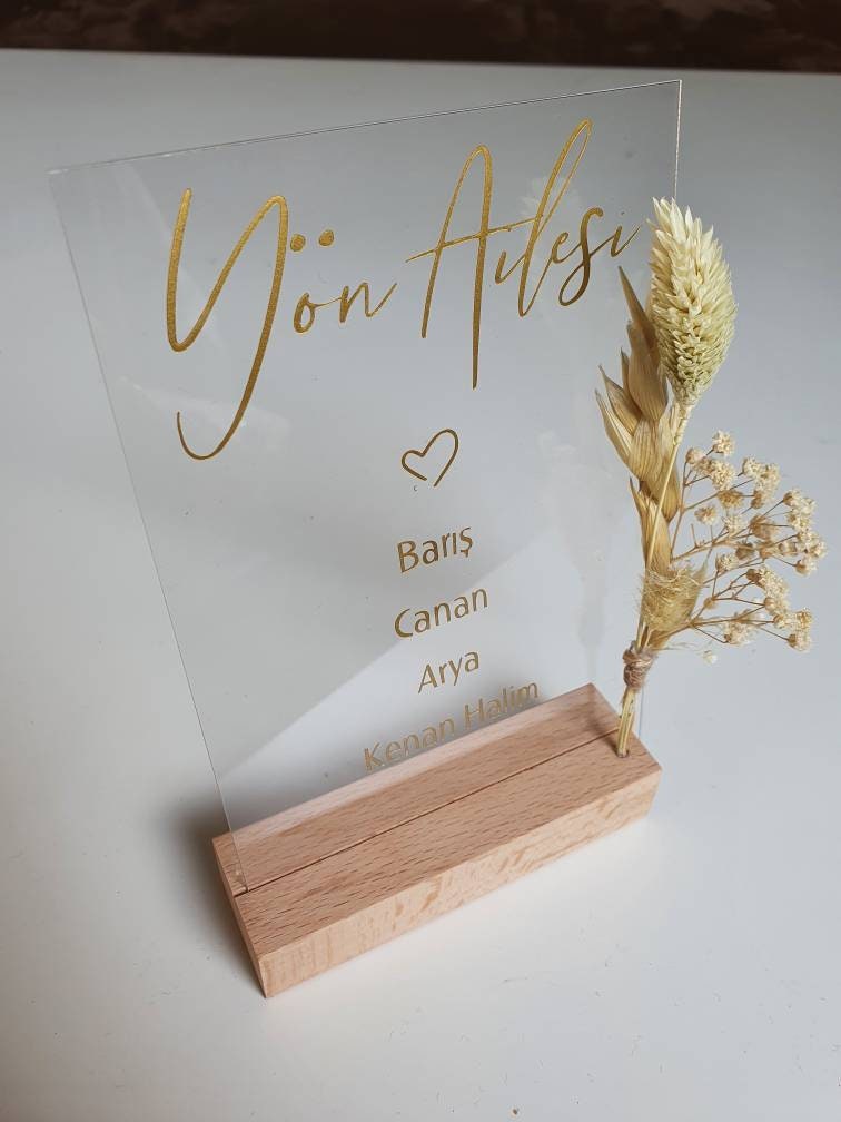 Acrylschild Mit Holzständer – 12,7 X 17,8 Cm, Transparent, Für Hochzeiten, Empfang & Tischdekoration