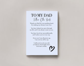 DAD POEM GIFT FRIDGE MAGNET father of the bride groom from daughter son wedding