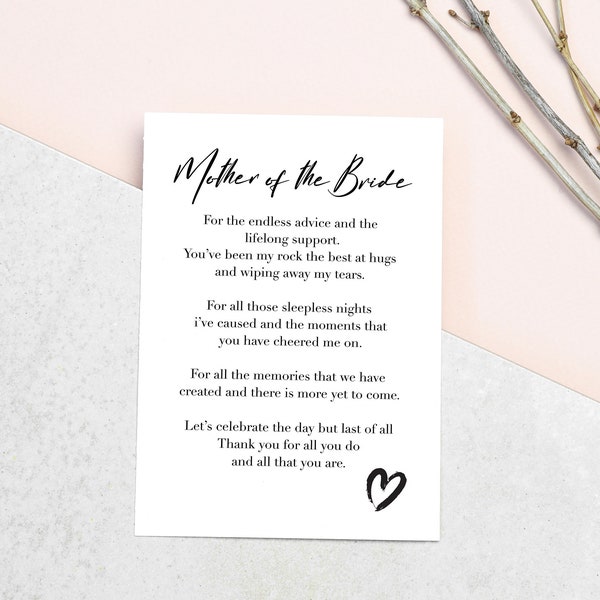 Mother of the bride poem gift, mother of the bride poem, bride to mum gift, for mum on wedding day, wedding favours, download only