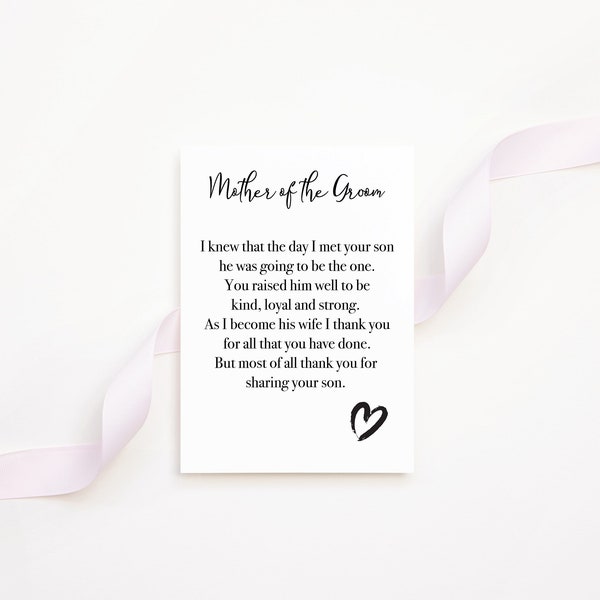 Mother of the groom poem gift, mother of the groom print, mother in law thank you gift, wedding gift, mother in law, download only