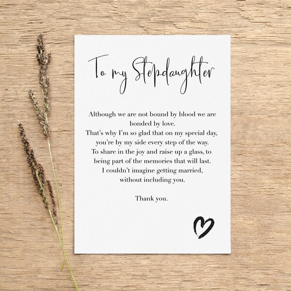 Stepdaughter thank you poem gift, to stepdaughter from stepmum gift, mum to stepdaughter poem, bridal party, wedding, download only