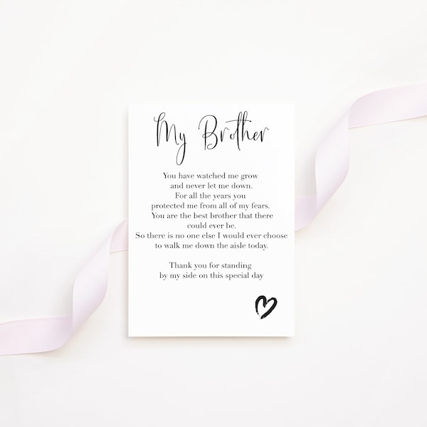 Brother giving away poem gift, brother giving sister away at wedding poem print, bride to brother gift, wedding gifts, download only