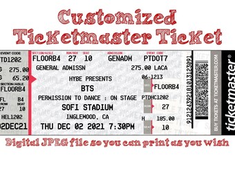 bts concert ticket etsy