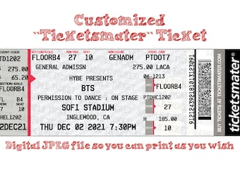 Ticketmaster Ticket digital Customized Etsy