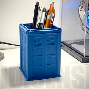 Police Box Pencil Holder Cup - Tool Organizer - Toothbrush Holder Cup - Makeup Brush Holder Cup - 3D Printed