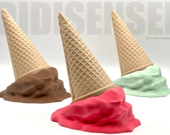 Giant Melting Ice Cream Cone Sculpture - Custom Colors - 3D Printed