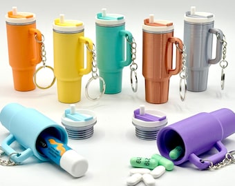 Mini Tumbler Cup Keychain with Storage for Lipstick Pills or Cash - 3D Printed
