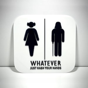Leia and Vader - Wash Your Hands - Neutral Bathroom Sign - Unisex Restroom Sign - 7&quot;~10&quot; Options - 3D Printed