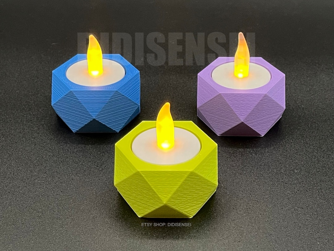 Hexagonum Led Tealight Candle With Holder Compatible With Regular Wax