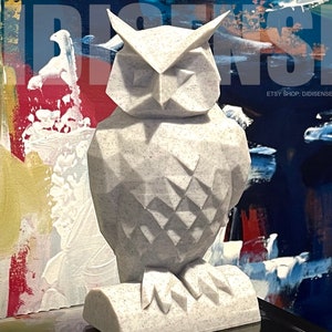 Low Poly Style Owl Sculpture - Owl sculpture - 3D Printed - 6~12 Inches Options