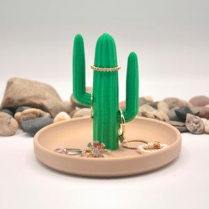 Porta anelli a forma di cactus - Espositore per anelli unico con piatto - Colori personalizzati - Stampato in 3D