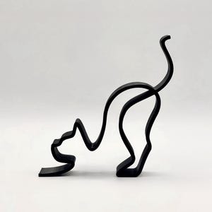 Escultura de gato minimalista: opciones de altura de 6 a 10 pulgadas, colores personalizados, impresión 3D