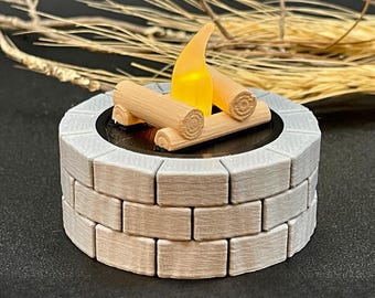 Mini Fire Pit - Led Tealight Candle with Holder - 3D Printed
