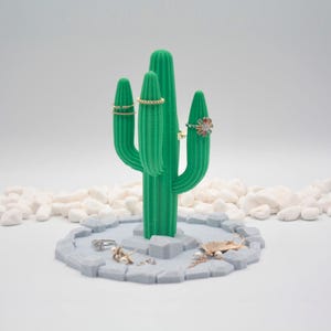Saguaro Ring Holder - Ring Display Stand with Dish - Custom Colors - 3D Printed
