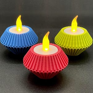 Ribble Style - LED-Teelichtkerze mit Halter - Kompatibel mit normalen Wachs-Teelichtern - Benutzerdefinierte Farben - 3D gedruckt