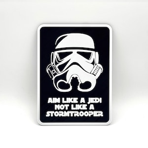 Aim Like a Jedi, Not Like a Stormtrooper - grappig badkamerbord - muurdecoratie gameroom - 7&quot;~ 11&quot; opties - 3D-geprint