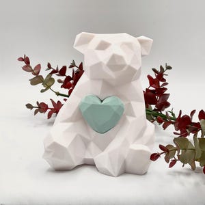 Bär mit Herz - Low Poly Style - 6 ~ 11 Zoll Höhenoptionen - Benutzerdefinierte Farben - 3D Gedruckt