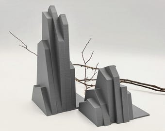 Minimalist Mountain Bookend Set - Rock Mountain Bookends - Custom Colors - 3D Printed
