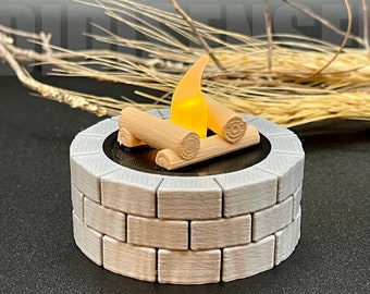 Mini Fire Pit - Led Tealight Candle with Holder - 3D Printed