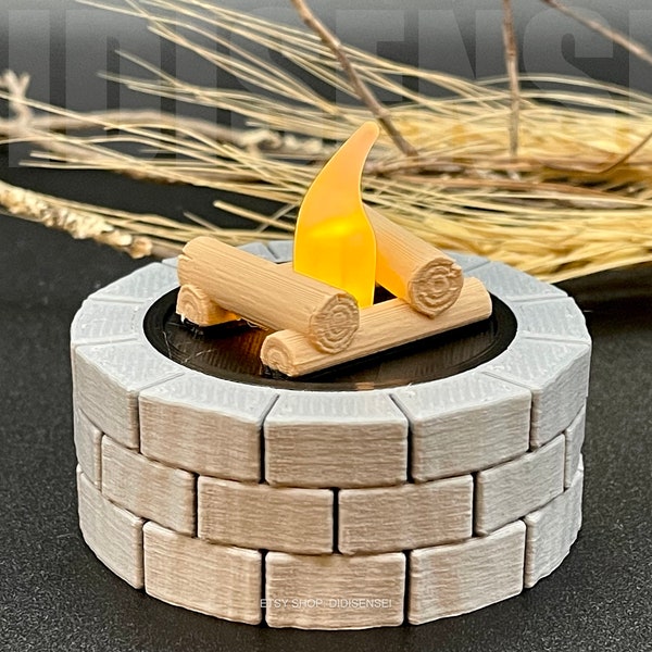 Mini Fire Pit - Led Tealight Candle with Holder - 3D Printed