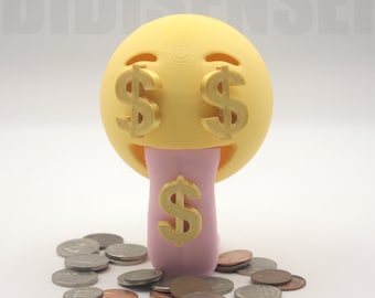 Money-Mouth Emoji Sculpture - Mini Piggy Bank - 3D Printed