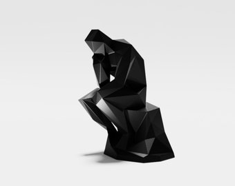 Low Poly Style The Thinker Sculpture - The Thinker Statue - 6~12 Inches Options - 3D Printed